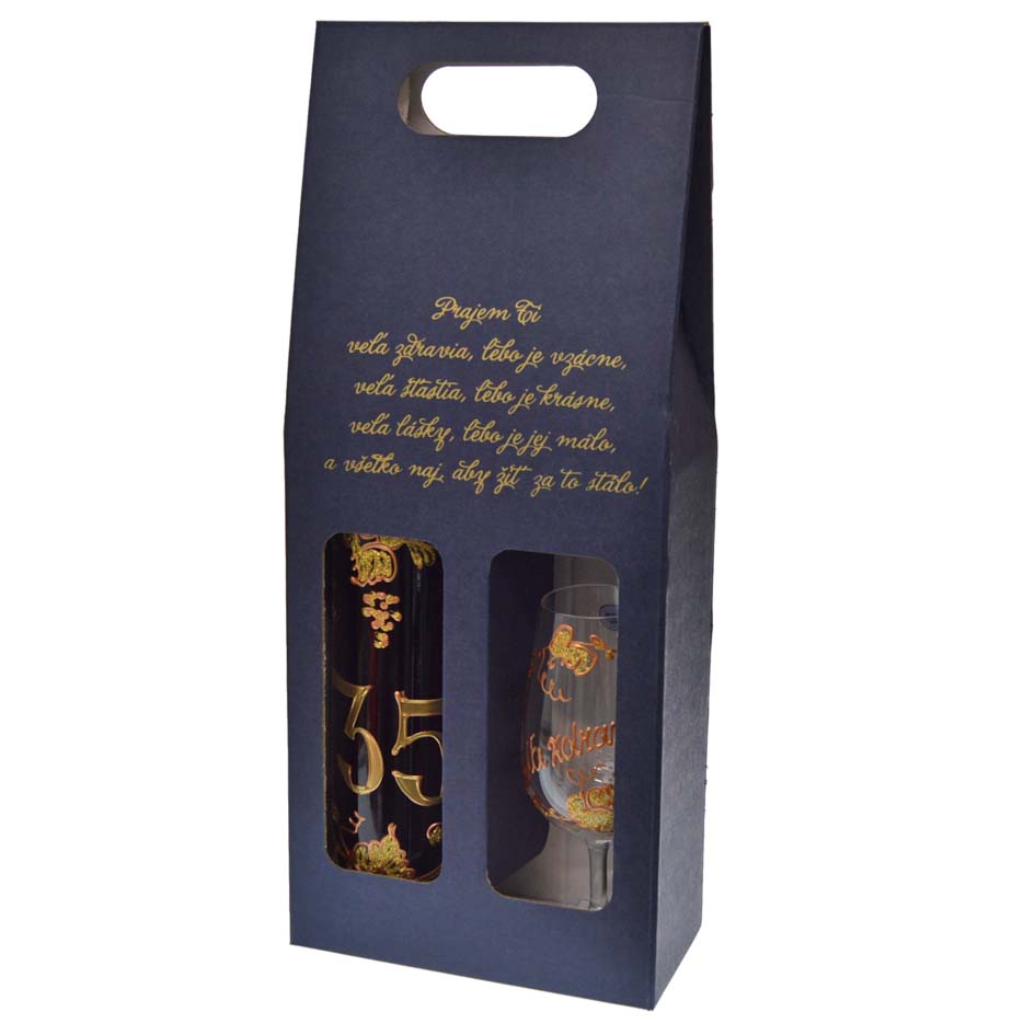 Darčekový set víno + pohár k 35. narodeninám