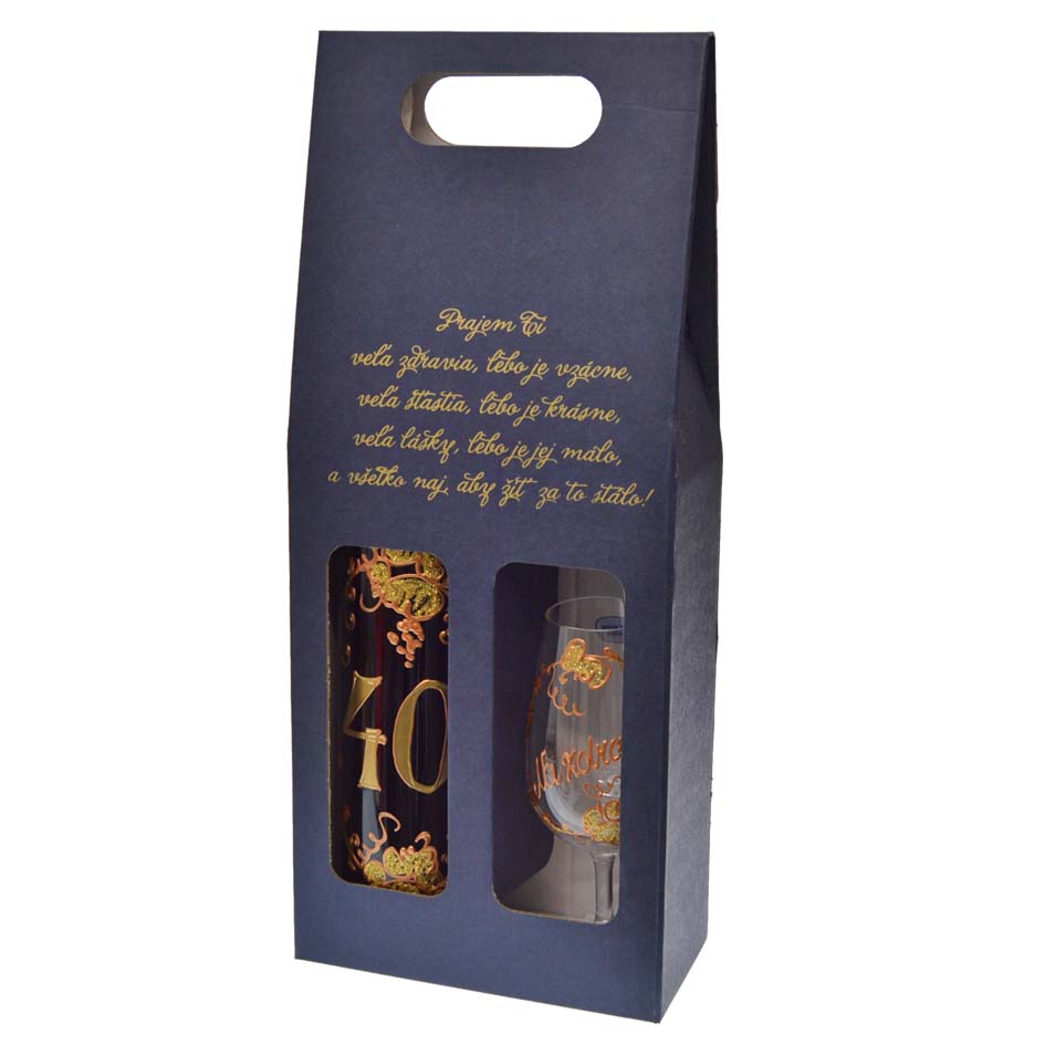 Darčekový set víno + pohár k 40. narodeninám