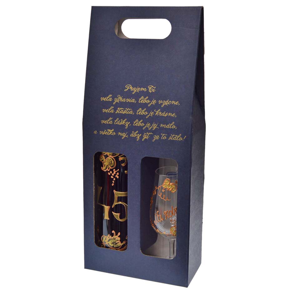 Darčekový set víno + pohár k 45. narodeninám
