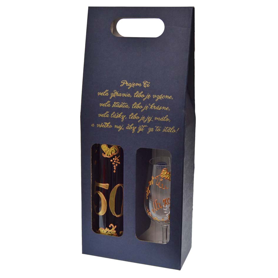 Darčekový set víno + pohár k 50. narodeninám