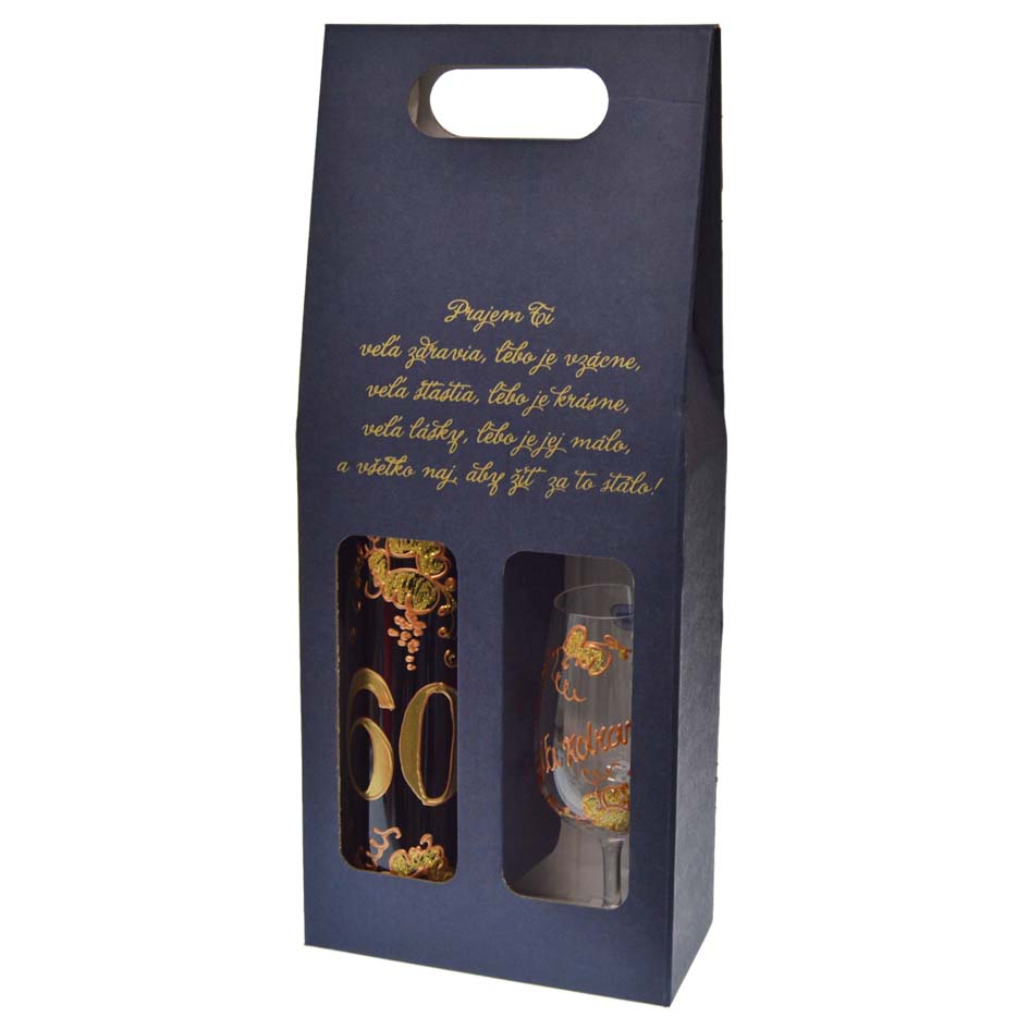 Darčekový set víno + pohár k 60. narodeninám