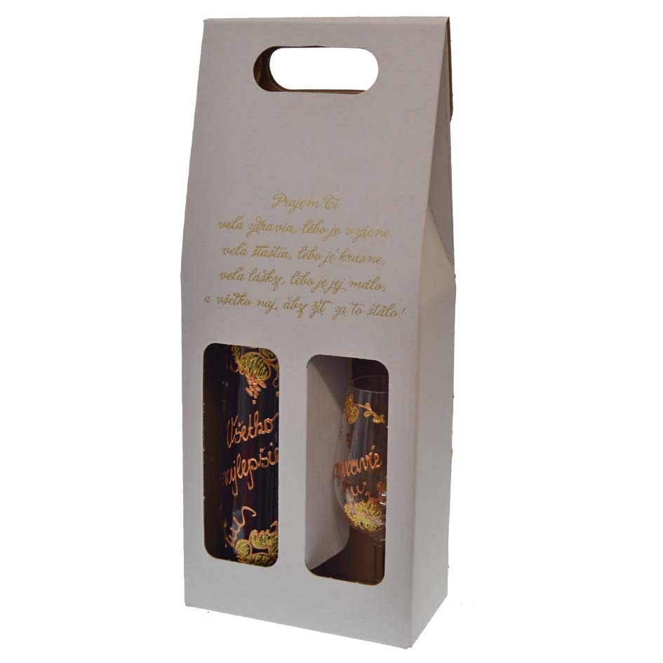 Darčekový set víno + pohár - Všetko najlepšie