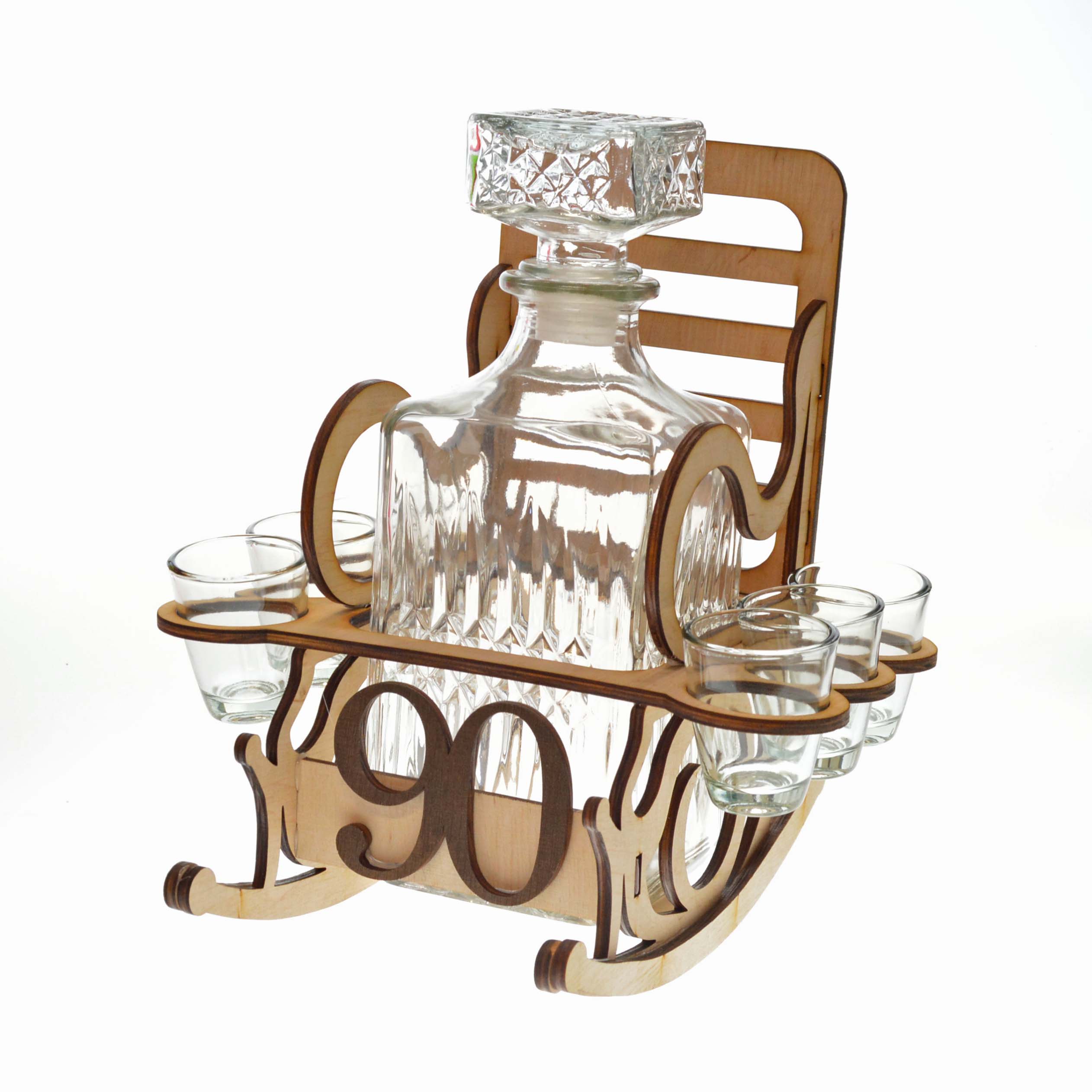 Drevené kreslo s fľaškou s vlastným číslom