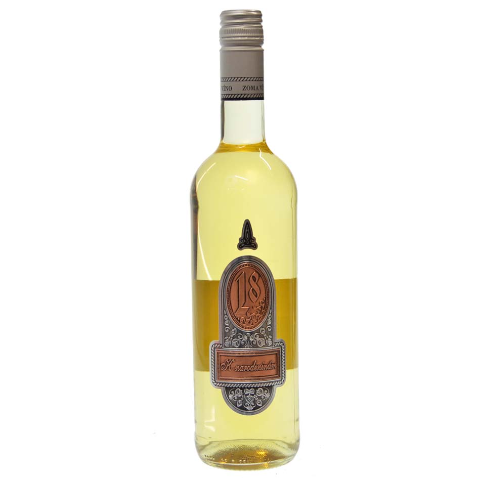 Darčekové víno s cínovou etiketou k 18 narodeninám