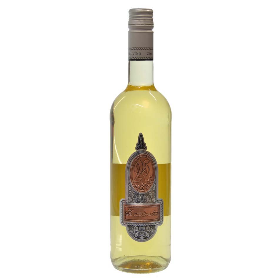 Darčekové víno s cínovou etiketou k 25 narodeninám