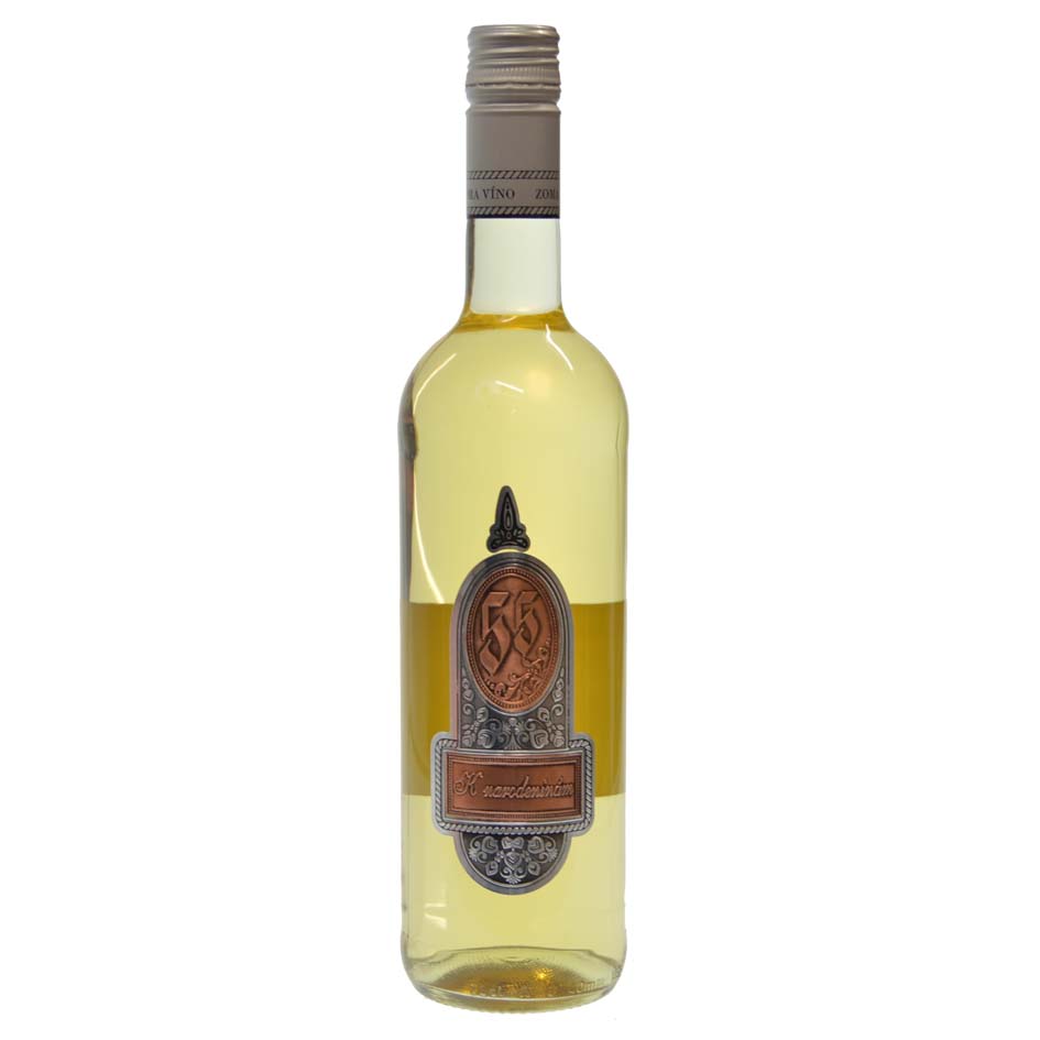 Darčekové víno s cínovou etiketou k 55 narodeninám