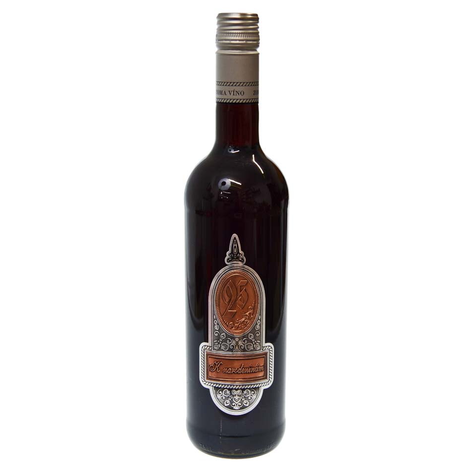 Darčekové víno s cínovou etiketou k 25 narodeninám