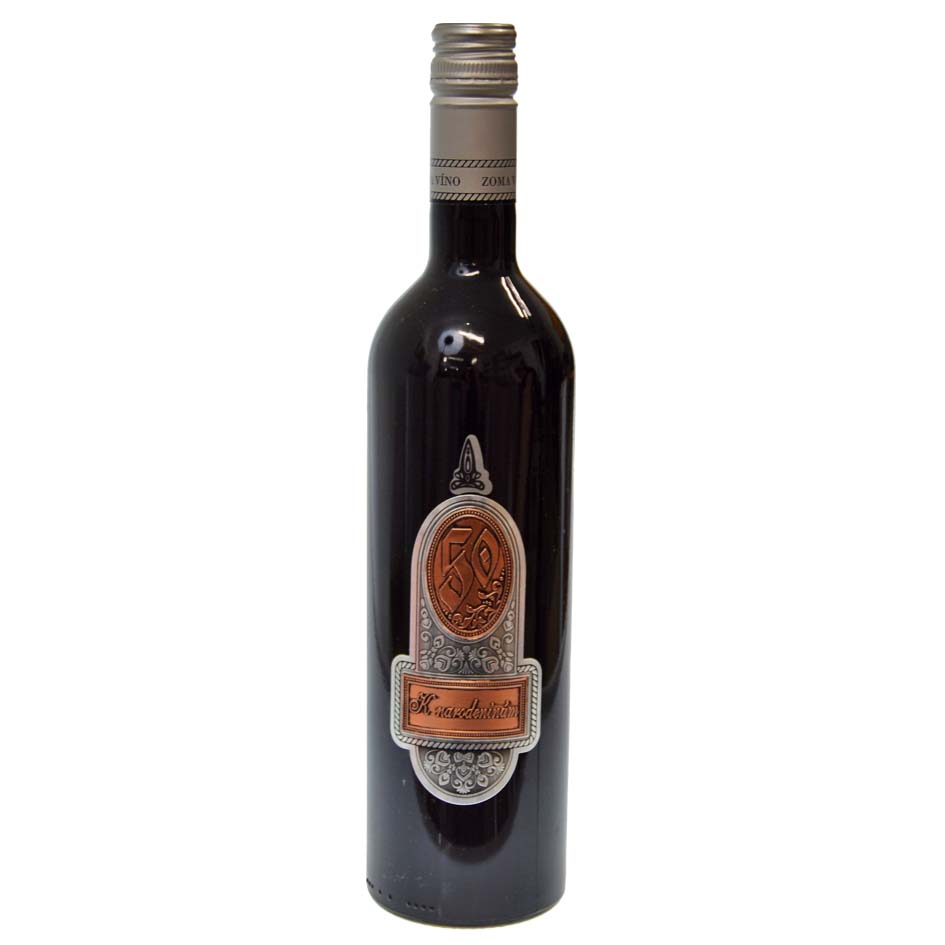 Darčekové víno s cínovou etiketou k 50 narodeninám