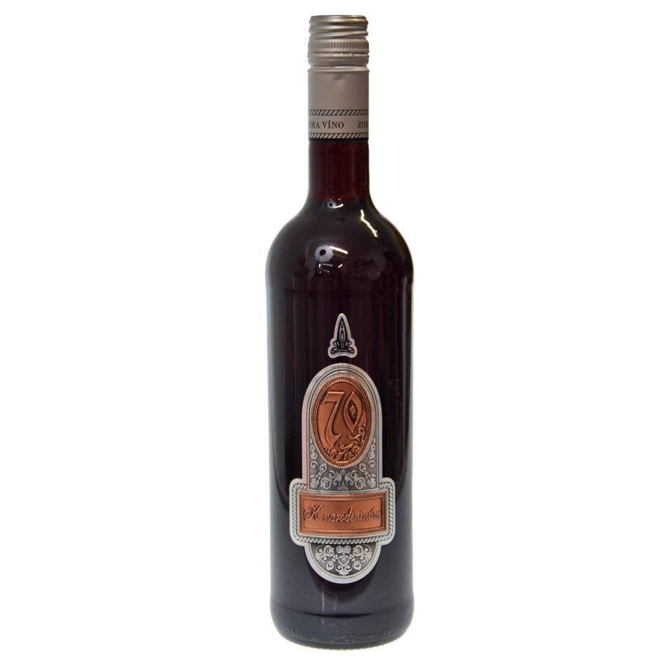 Darčekové víno s cínovou etiketou k 70 narodeninám