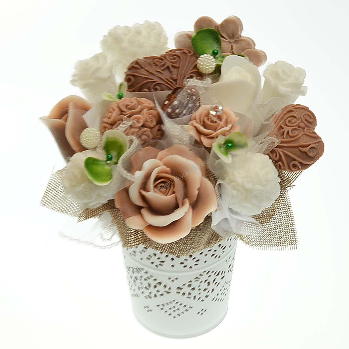 Mydlová Kytica - hnedo - biela