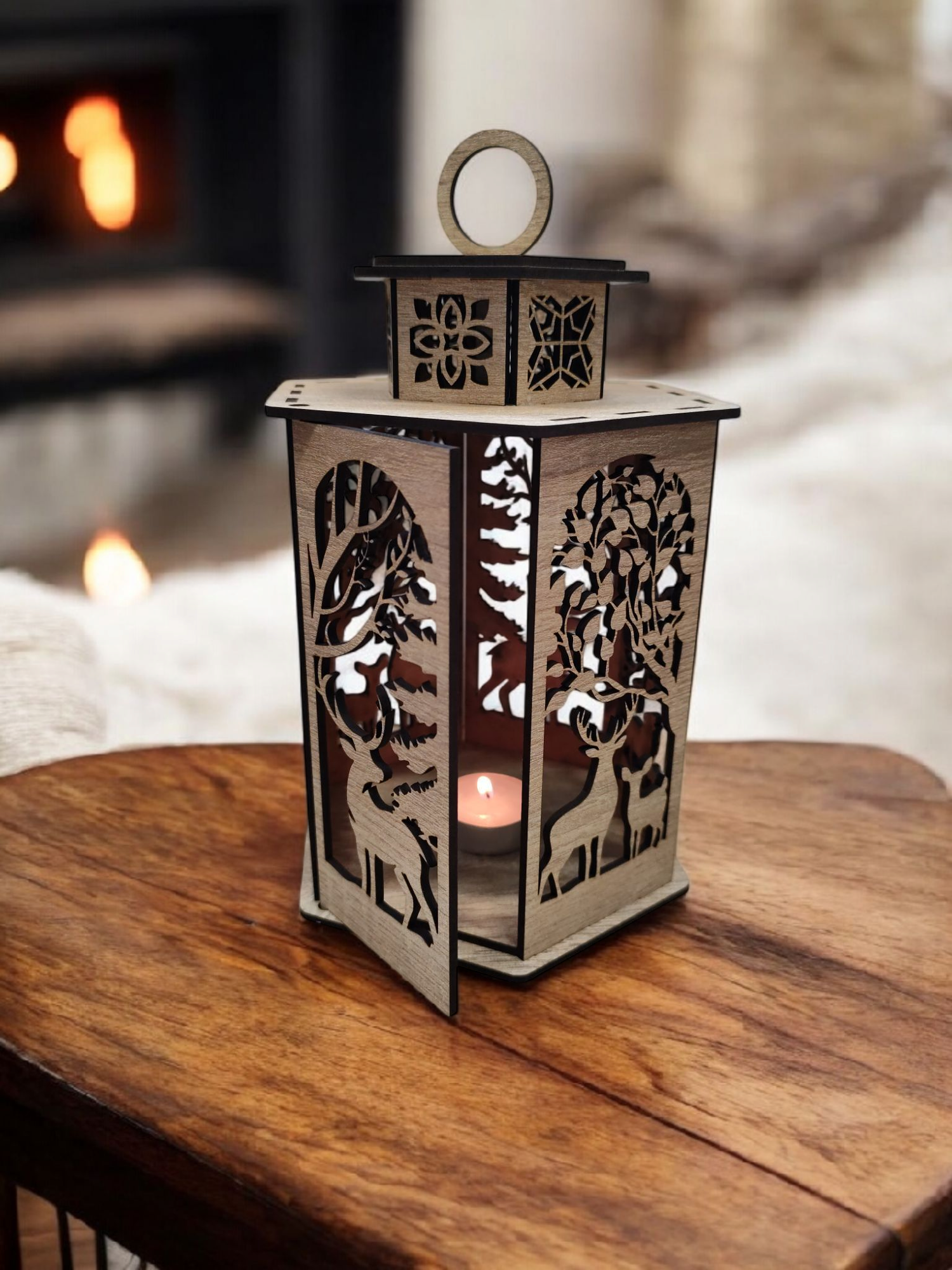 Drevená lucerna - Jelene