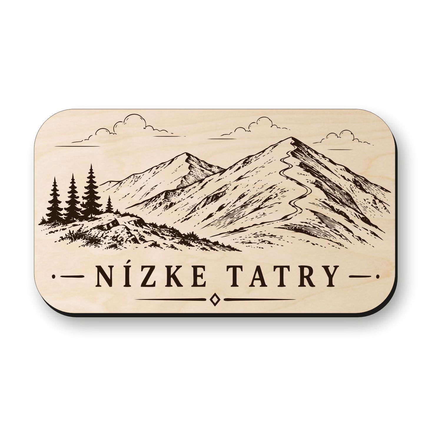 Drevená magnetka Nízke Tatry - horský hrebeň a turistika
