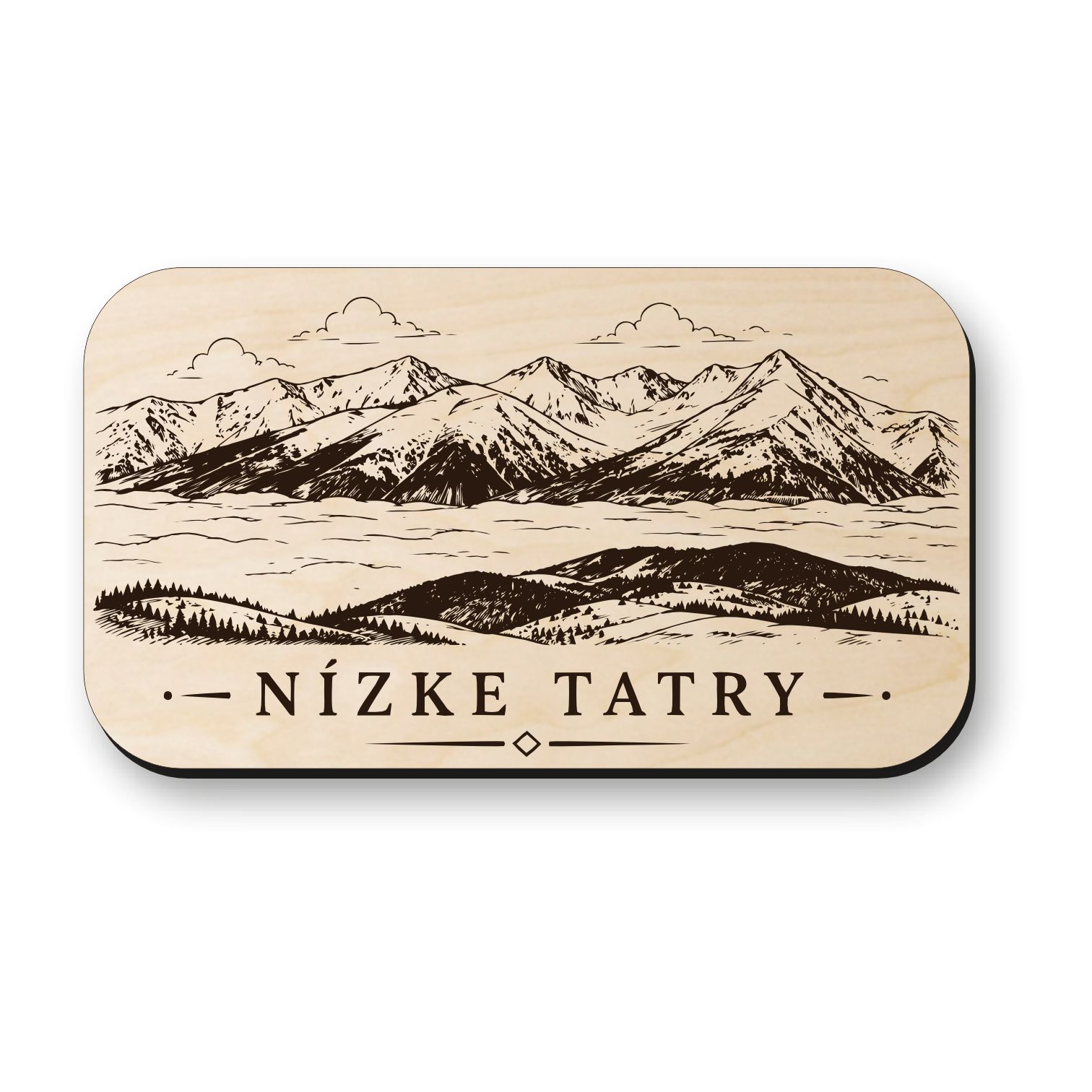 Drevená magnetka Nízke Tatry - horské panoráma