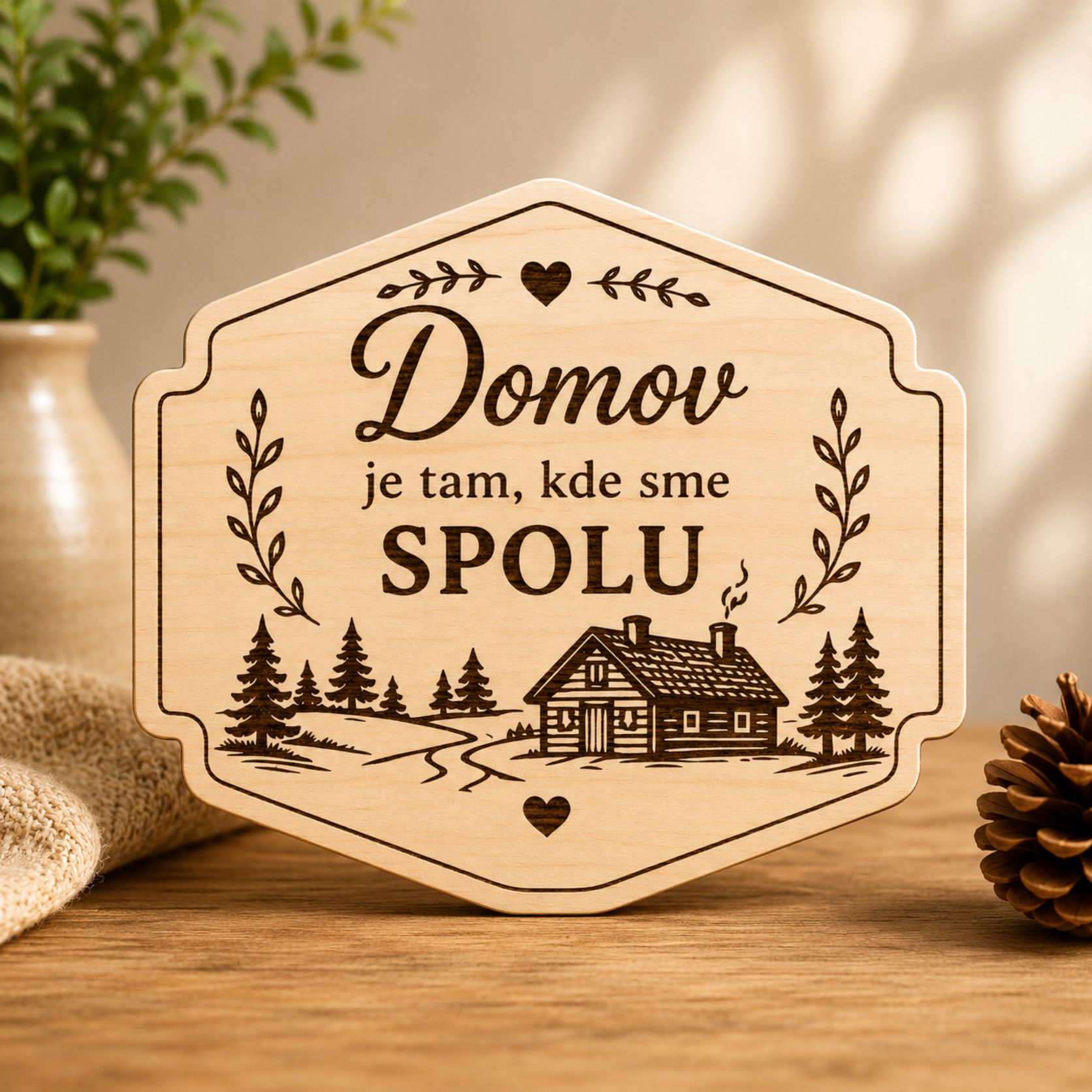 Drevená tabuľka - Domov je tam kde sme spolu