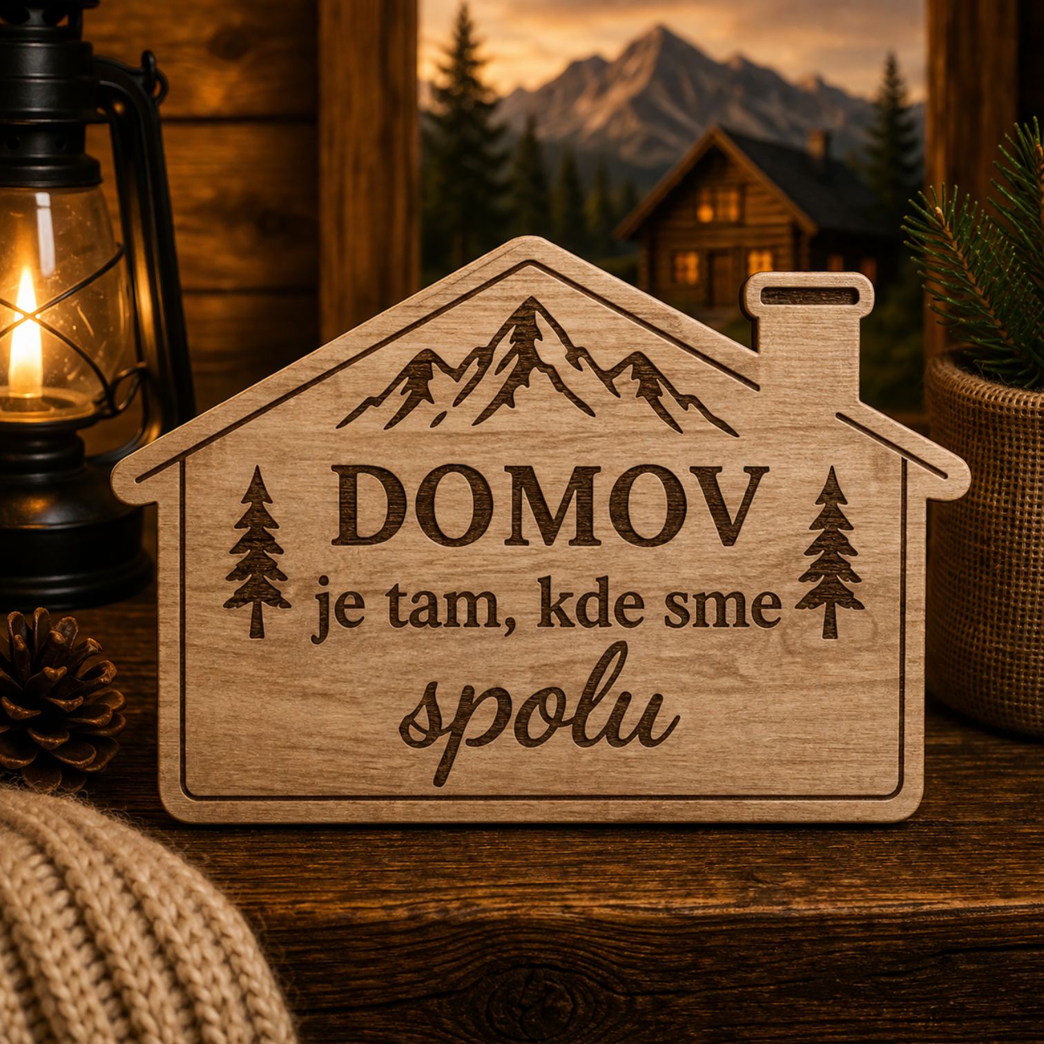 Drevená tabuľka Domov je tam, kde sme spolu - dekorácia na stenu