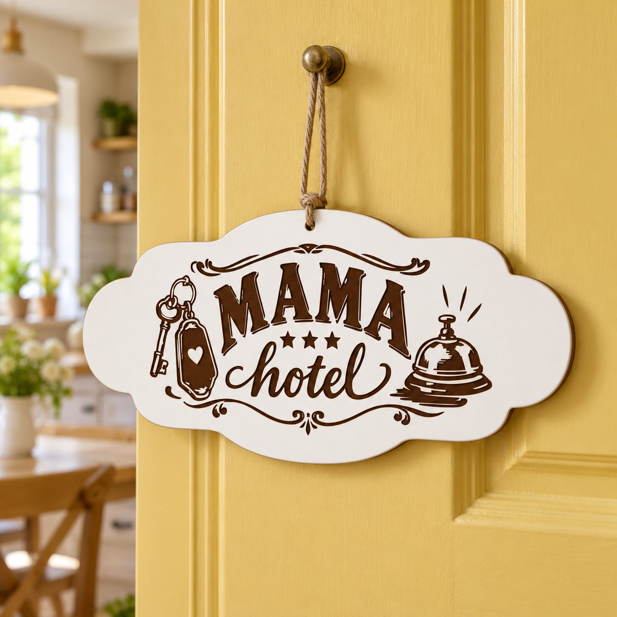 Drevená tabuľka na zavesenie – Mama hotel