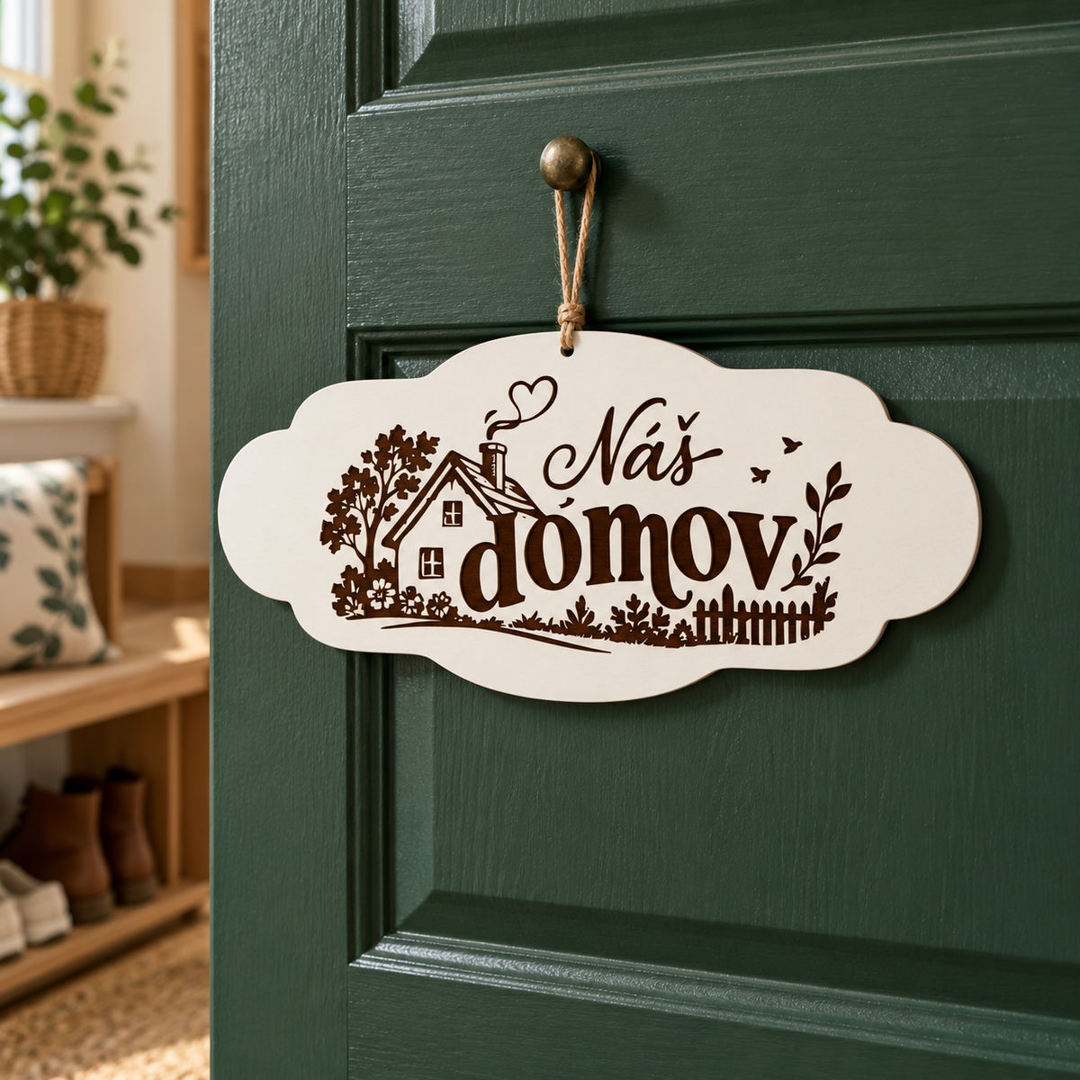 Drevená tabuľka na zavesenie – Náš domov