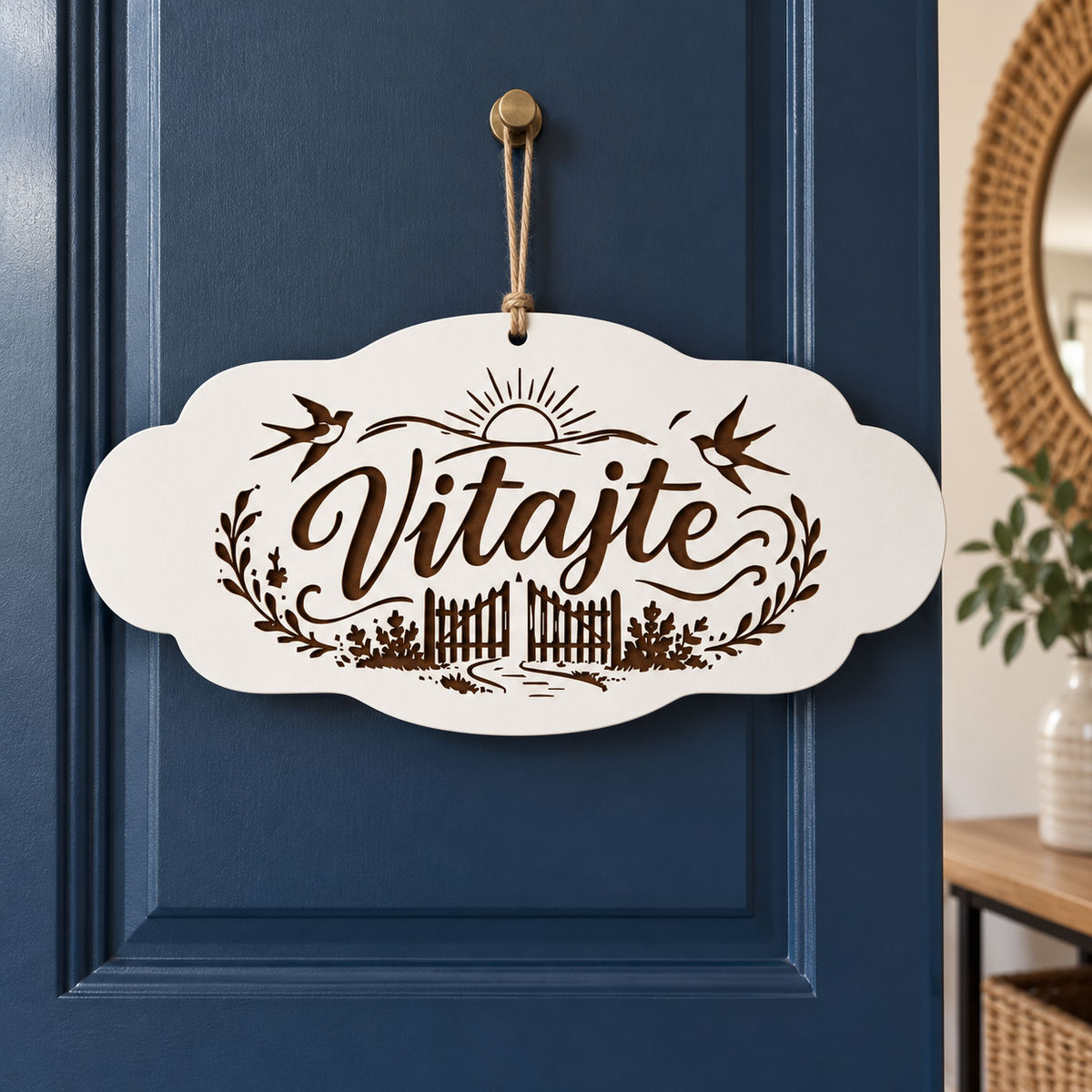 Drevená tabuľka na zavesenie – Vitajte