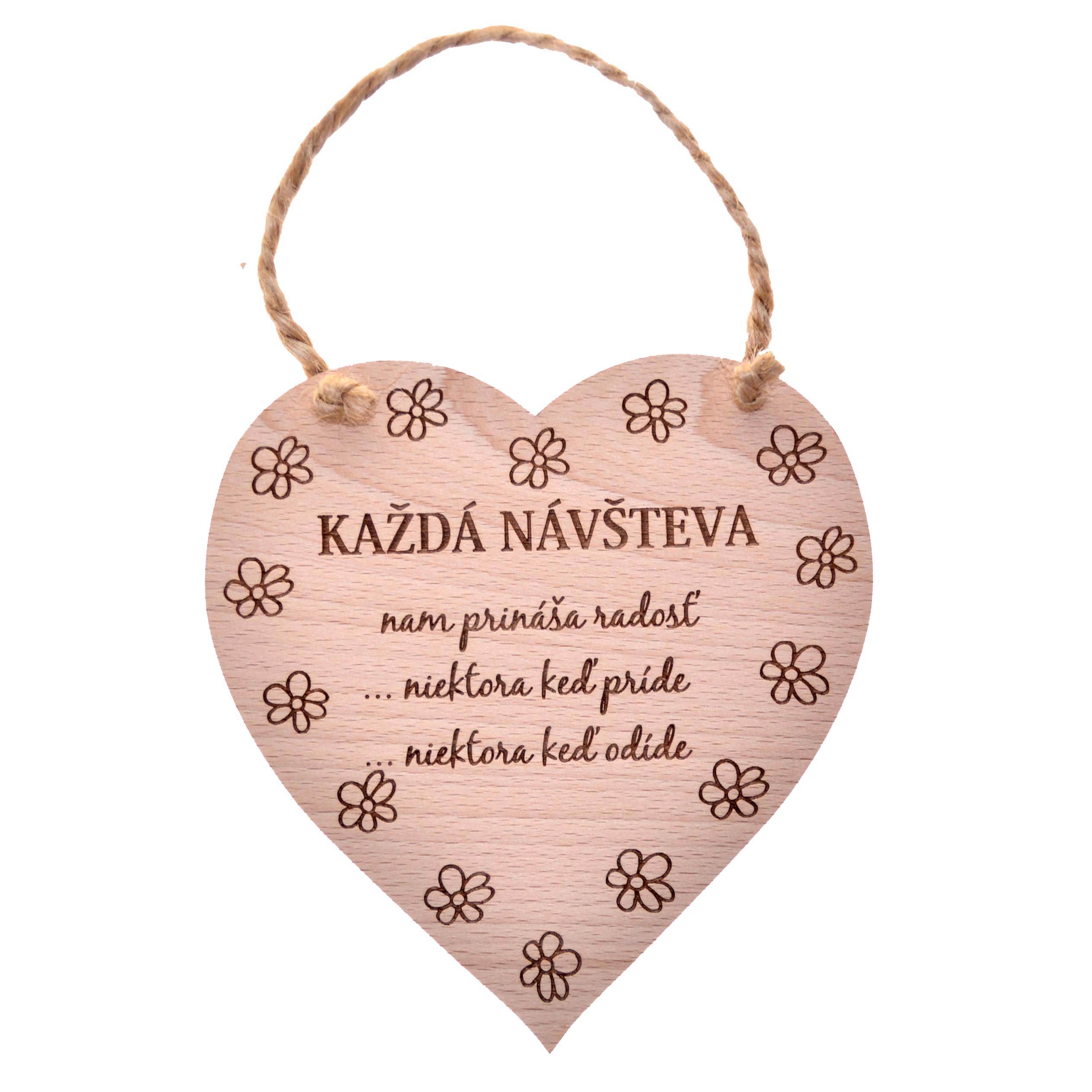Drevená tabuľka srdce - Každá návšteva...