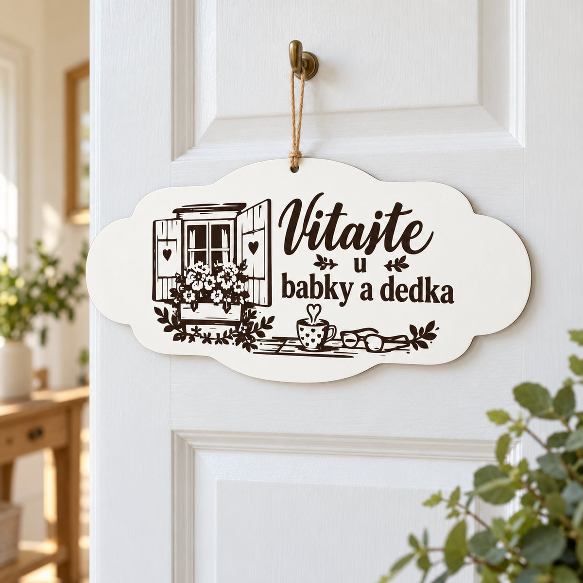 Drevená tabuľka – Vitajte u babky a dedka