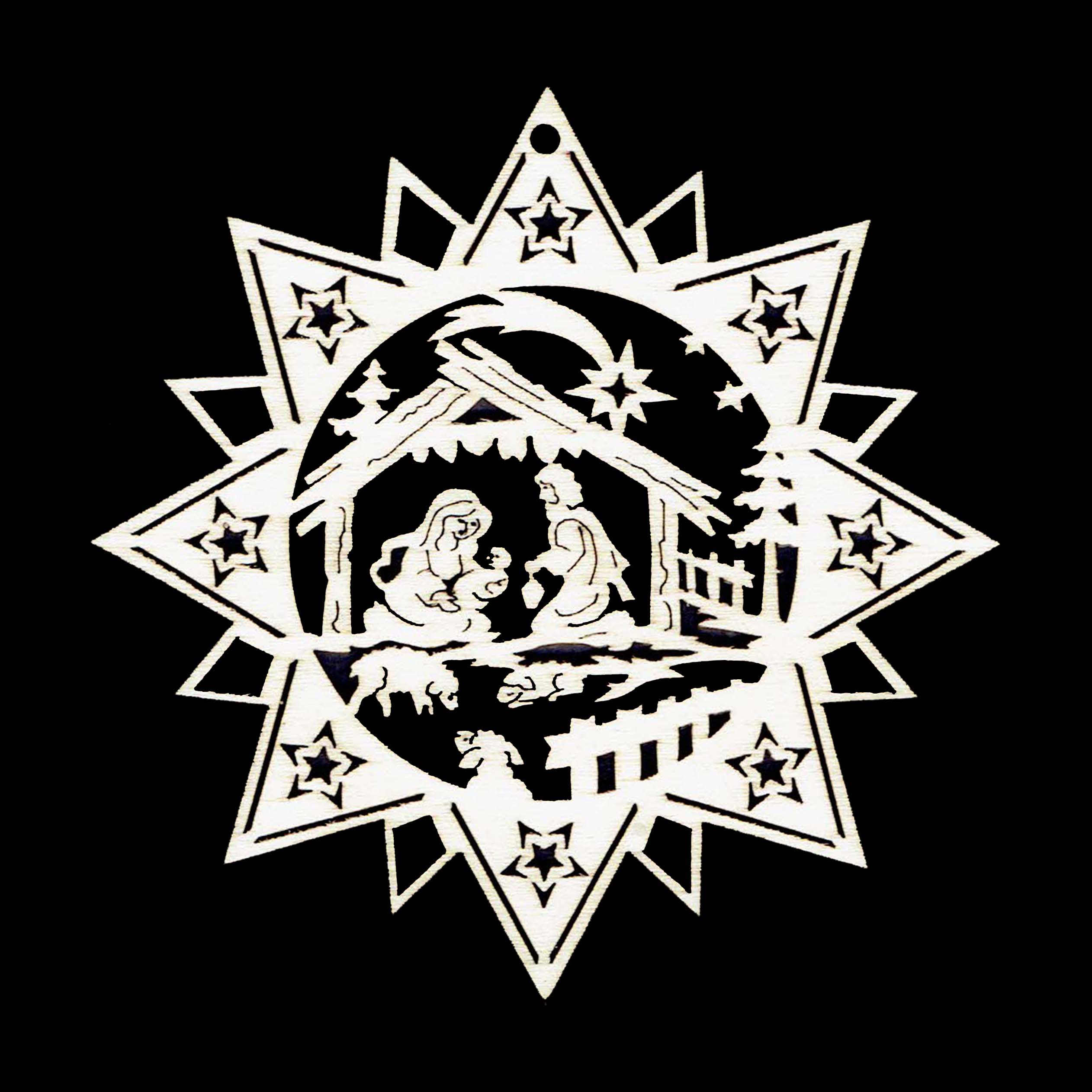 Vianočná ozdoba - Hviezdička svätá rodina 9 cm