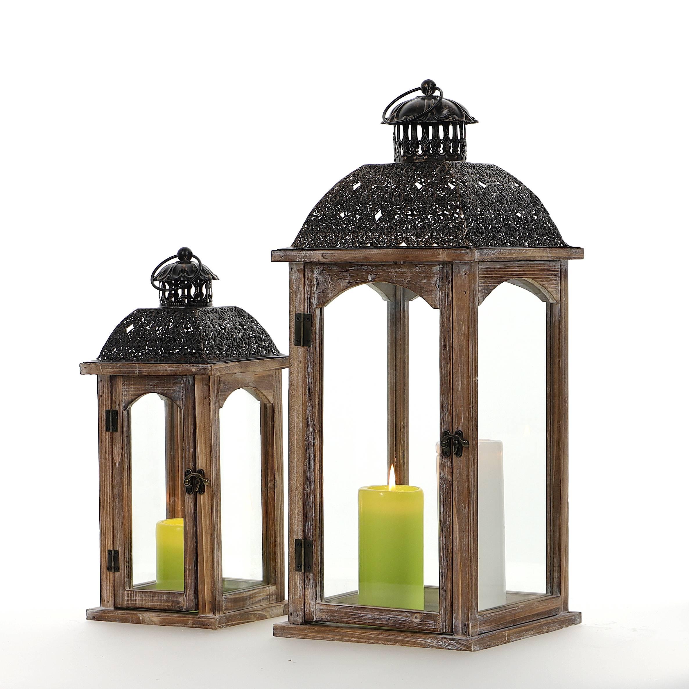 Drevený lampáš MSL2091 - 58,5 cm