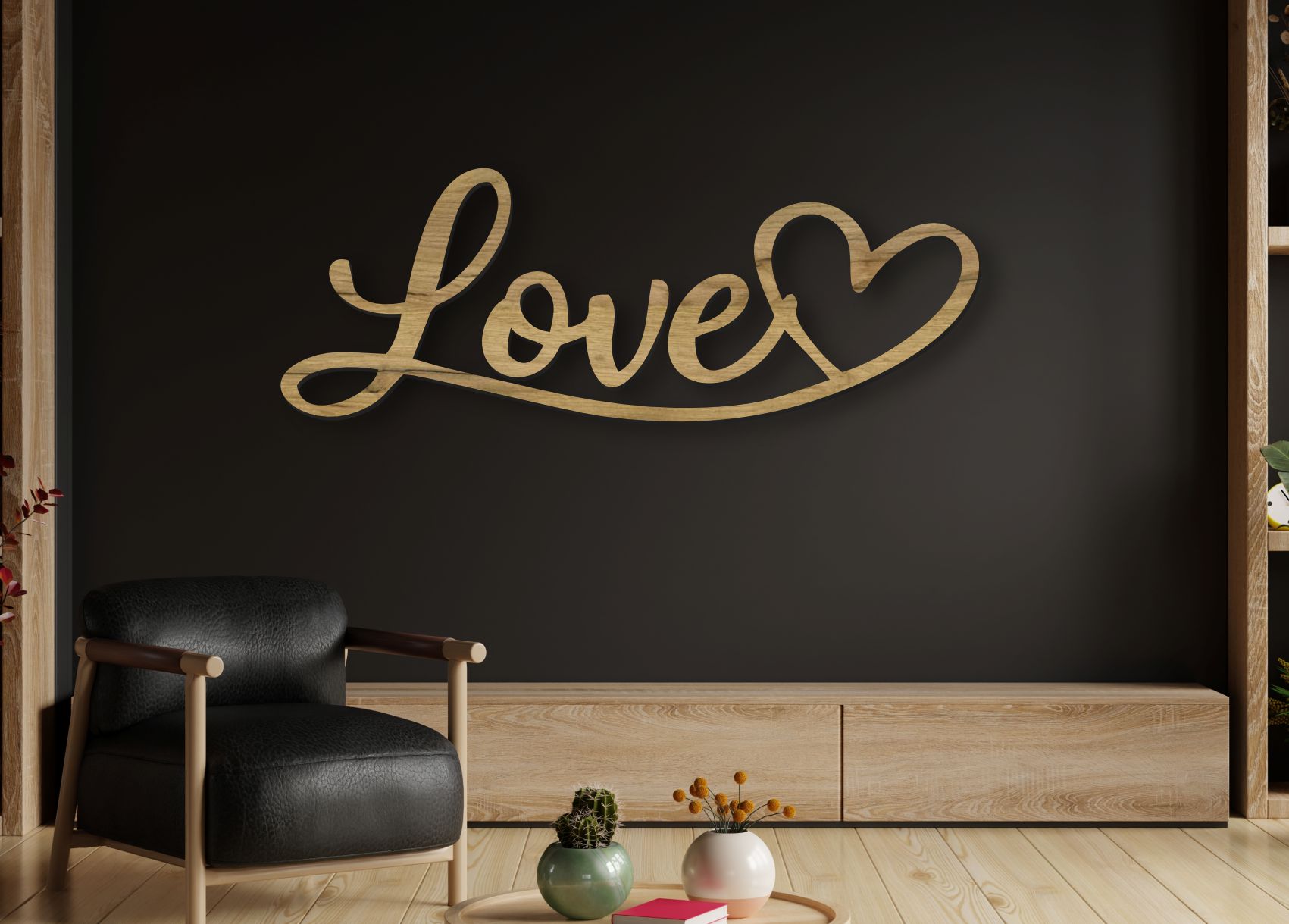 Drevený nápis na stenu – Love