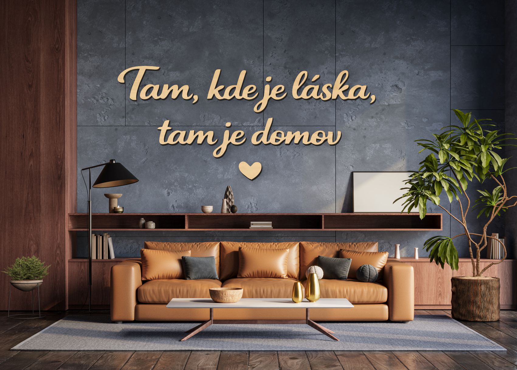 Drevený citát na stenu – Tam, kde je láska, tam je domov
