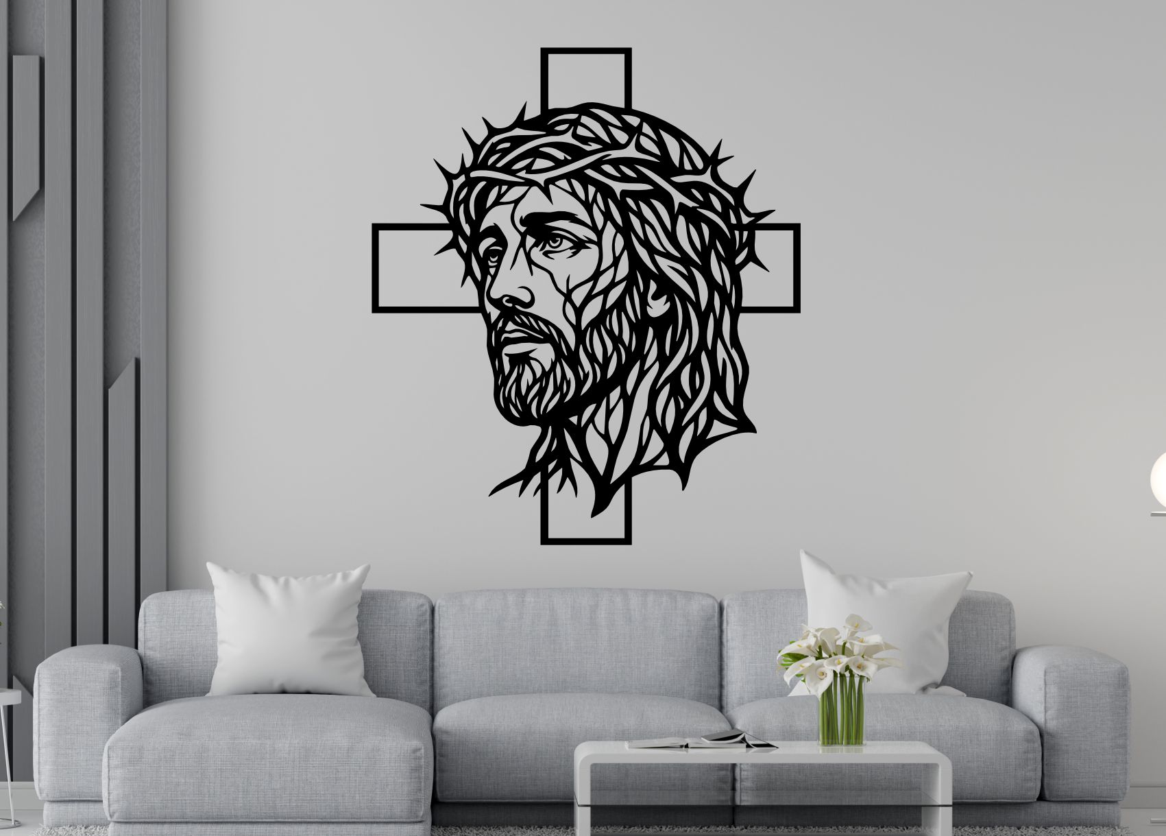 Drevený obraz na stenu - Hlava Ježiša s tŕňovou korunou