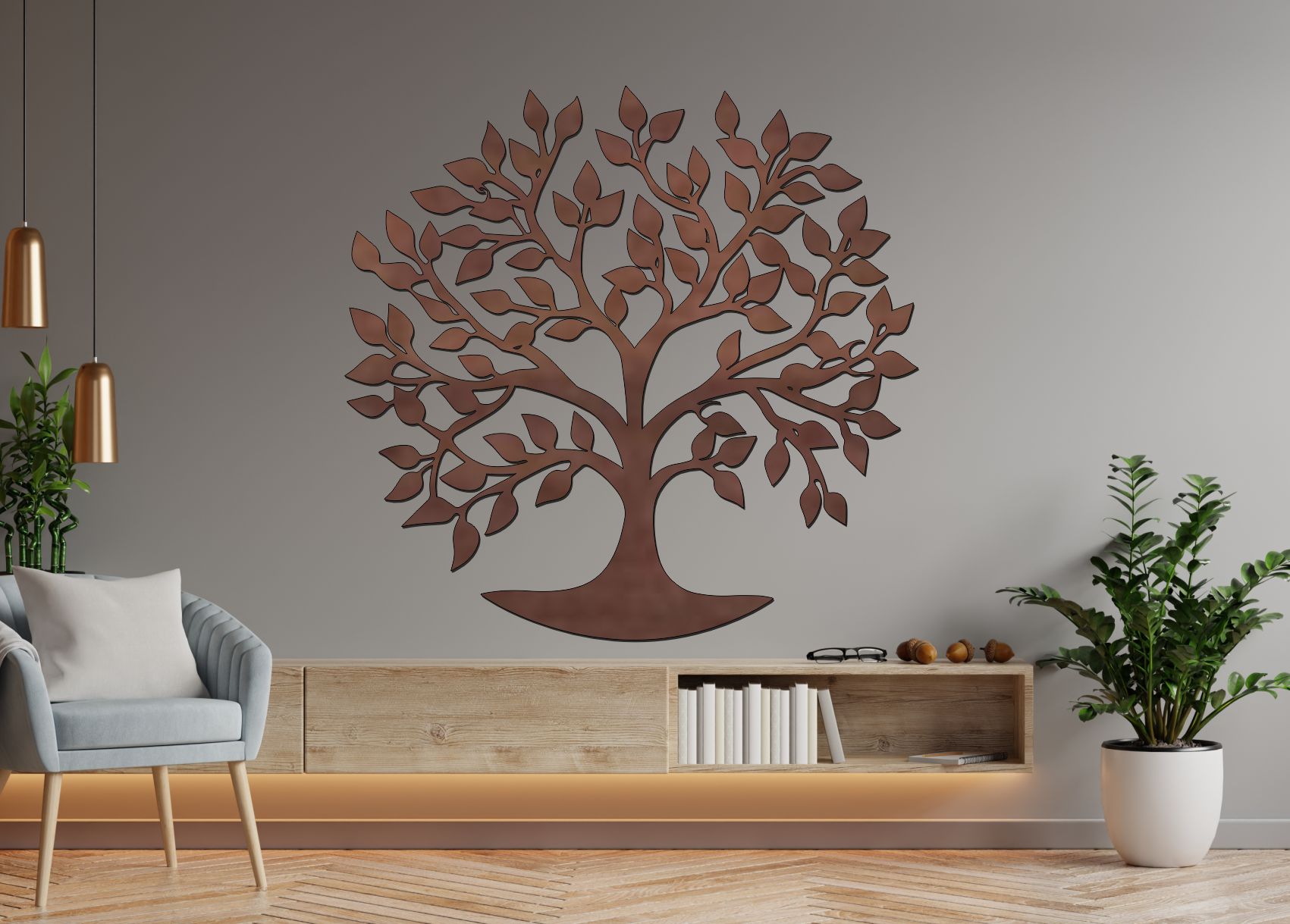 Drevený strom života na stenu – Rodinný rozkvet