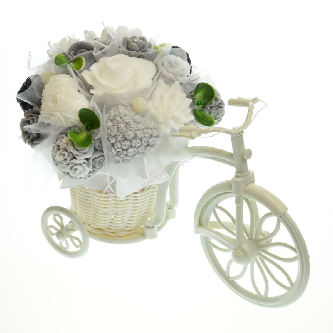 Mydlová Kytica bicykel - sivo biela