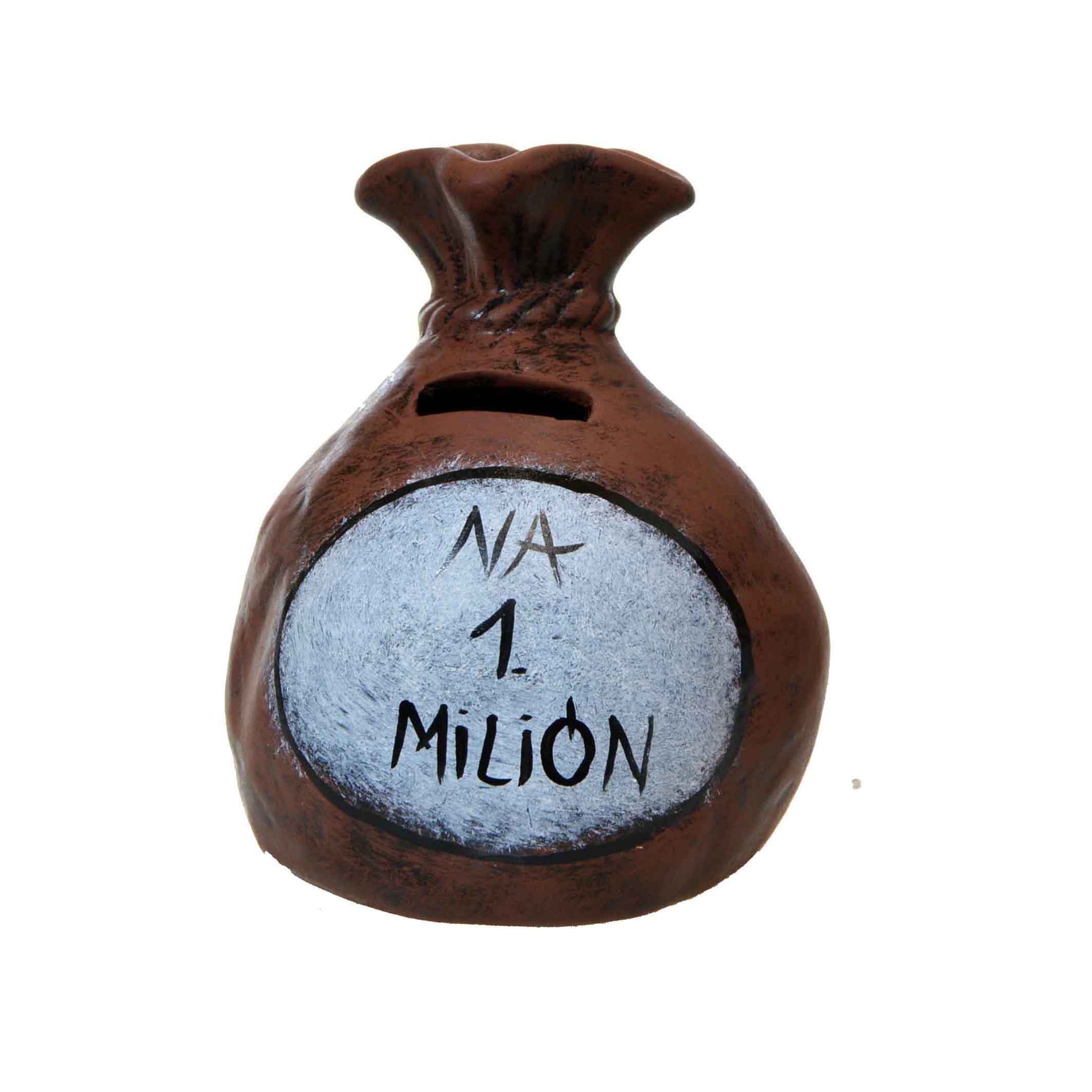 Pokladnička s nápisom - na 1. milión