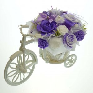 Mydlová Kytica bicykel - fialovo biela