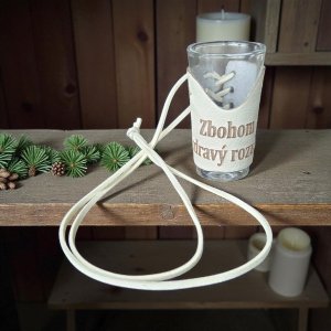 Sklenený štamperlík s koženým obalom – Zbohom zdravý rozum.