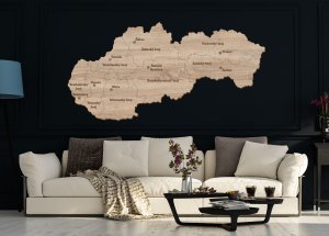 Drevená mapa Slovenska s krajmi