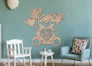 Drevený obrázok do detskej izby – Medvedík Little Baby
