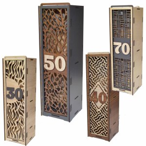 Drevená krabička na víno - 3D číslo k narodeninám