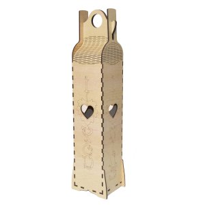 Drevená krabička na víno - Srdce