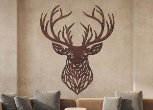 Drevený obraz – Ornamentálna hlava jeleňa