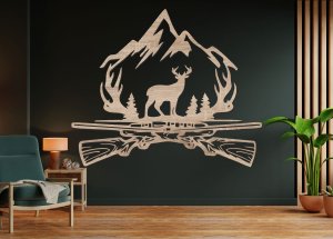 Drevený obraz – Poľovnícky motív s jeleňom