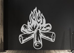 Kempingový oheň – Drevený obraz na stenu s motívom táboráku