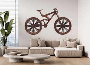 Drevený obraz - horský bicykel silueta na stenu