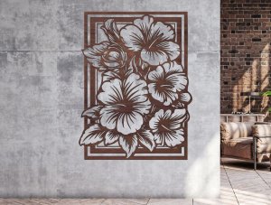 Drevený obraz na stenu – Kvetinový rám