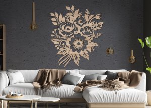 Drevený obraz na stenu – Kytica kvetov