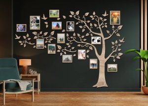 Drevený fotorámik na stenu – Rodinný strom