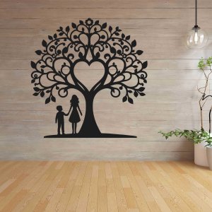 Rodinný strom z dreva na stenu - Mama a syn