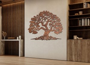 Drevený strom života Premium – ručne brúsený & morený