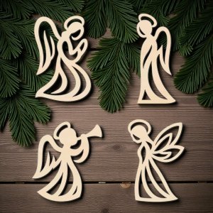 Drevená vianočná ozdoba – Anjeliky