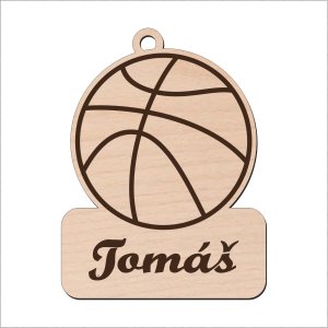 Drevená kľúčenka - Basketbalová lopta s menom