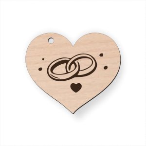 Drevená kľúčenka - Obrúčky srdce